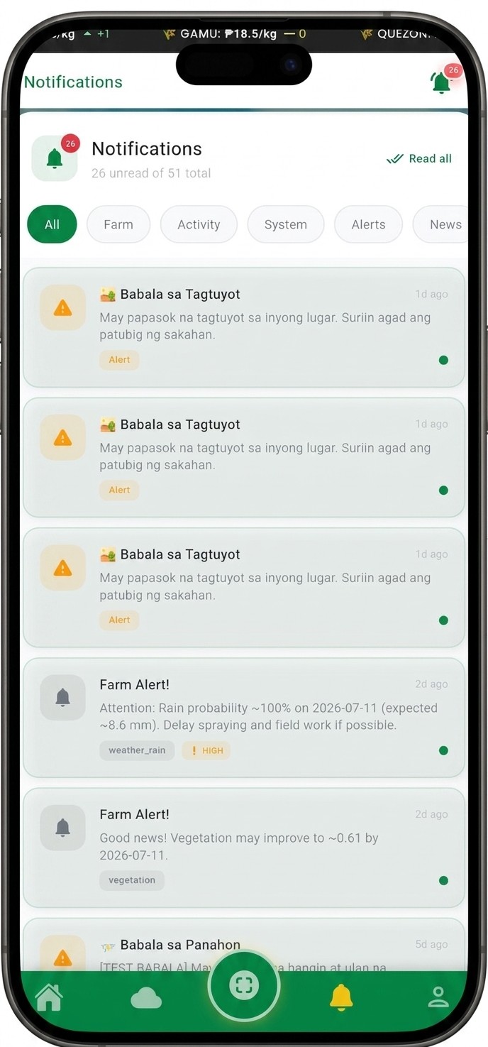 DigiSaka farm alerts on iPhone 17